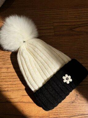 Chanel TwoTone Pom Pom Knit Beanie